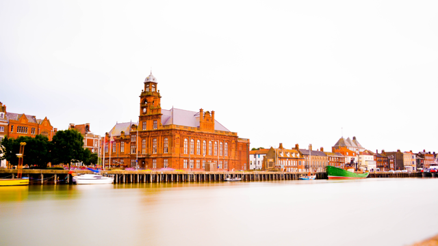 Great Yarmouth Town Hall with the River Yare in front 
