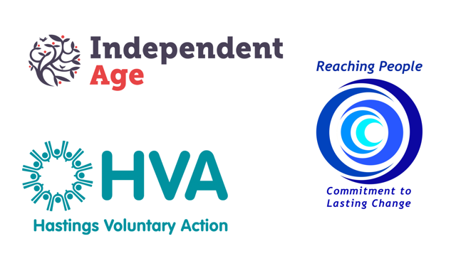 Logos of Independent Age, Hastings Voluntary Action and Reaching People 